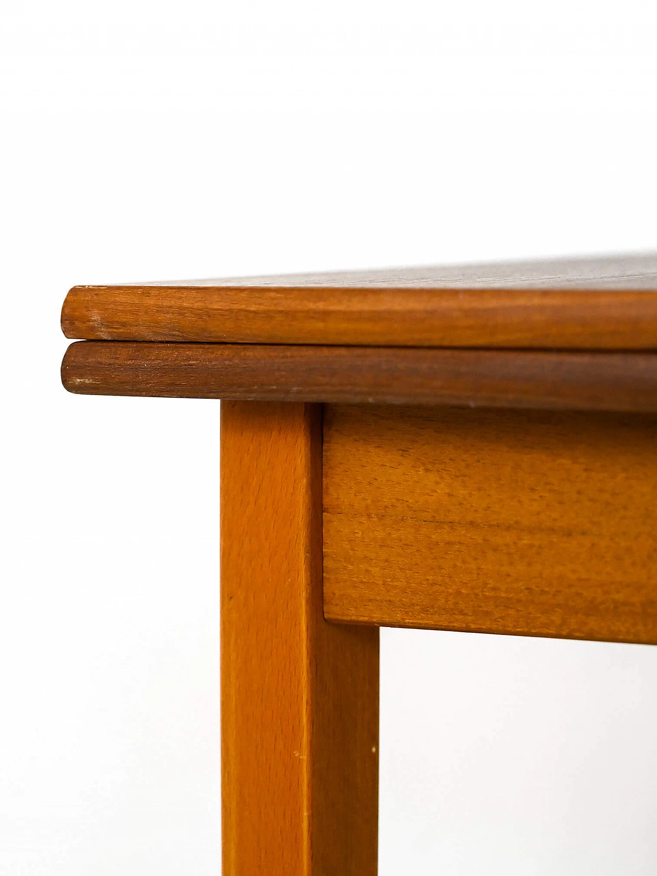 Scandinavian light wood and teak extendable table, 1960s 8