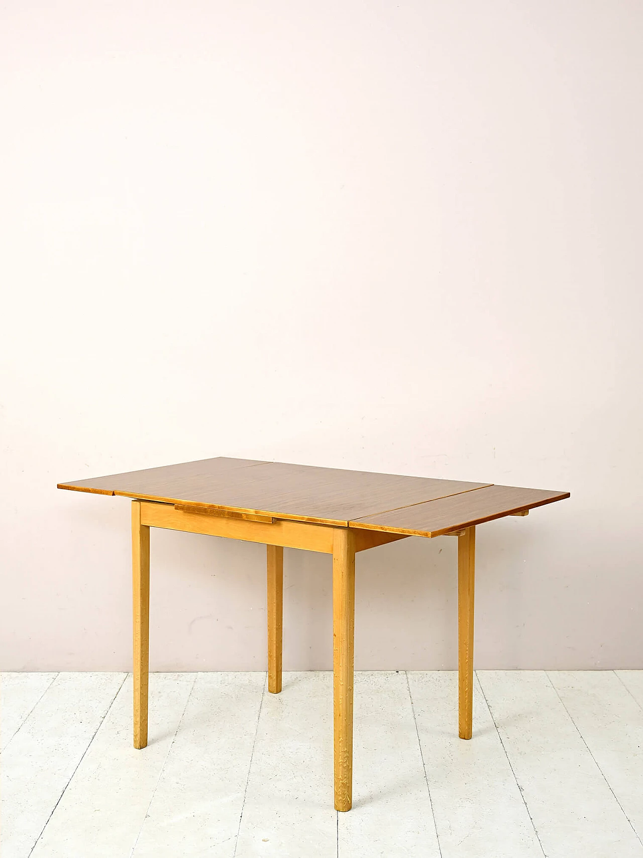 Scandinavian light wood extendable table with formica top, 1960s 5