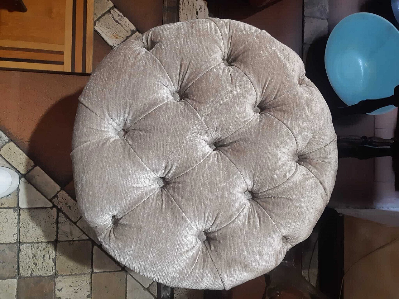 Capitonné fabric pouf, 2000s 3