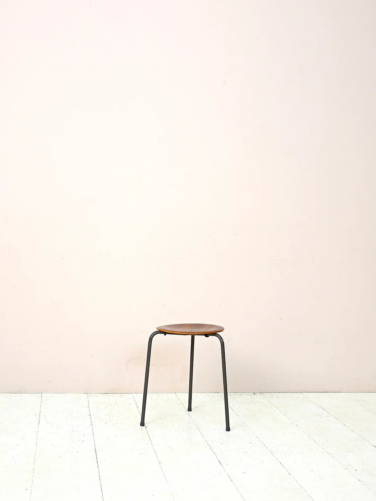 Sgabello svedese in metallo tubolare e legno impiallacciato teak, anni '60 2