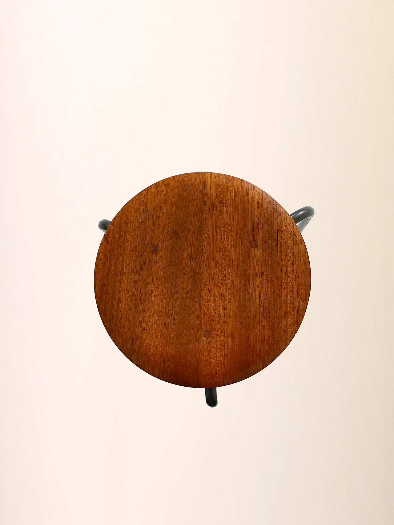 Swedish tubular metal and teak veneered wood stool, 1960s 5