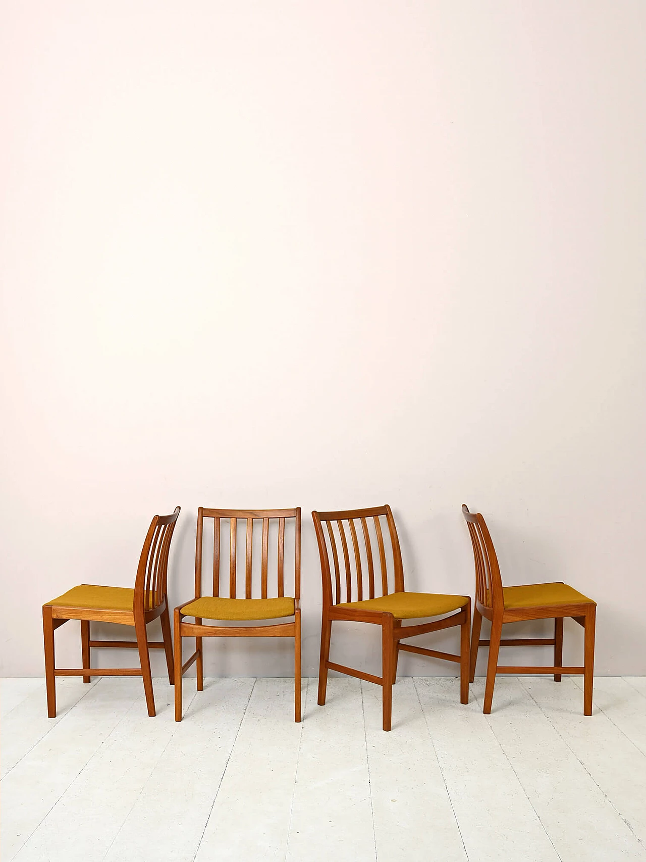 4 Scandinavian teak chairs with upholstered seat, 1960s 1