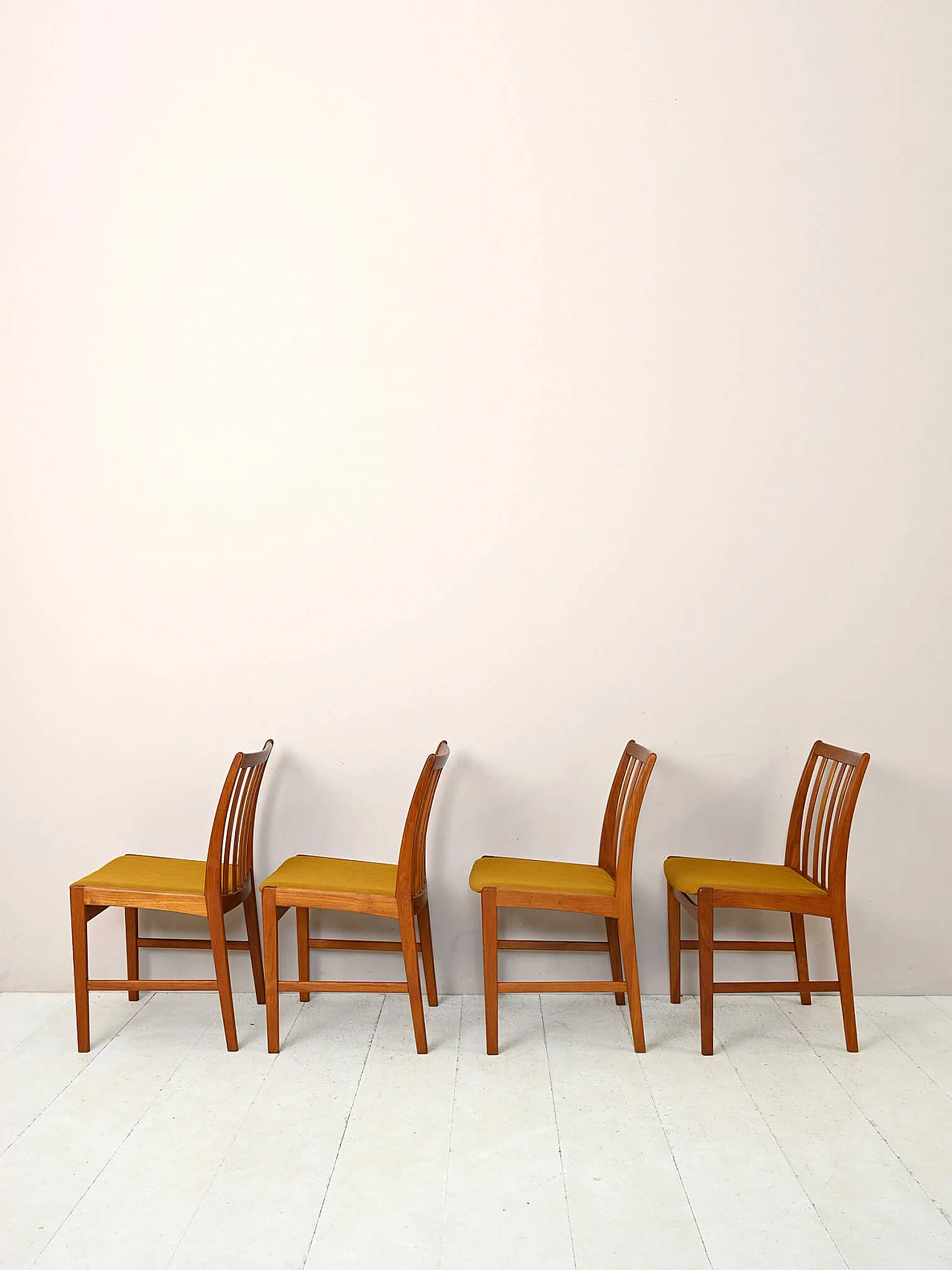4 Sedie scandinave in teak con seduta imbottita, anni '60 2