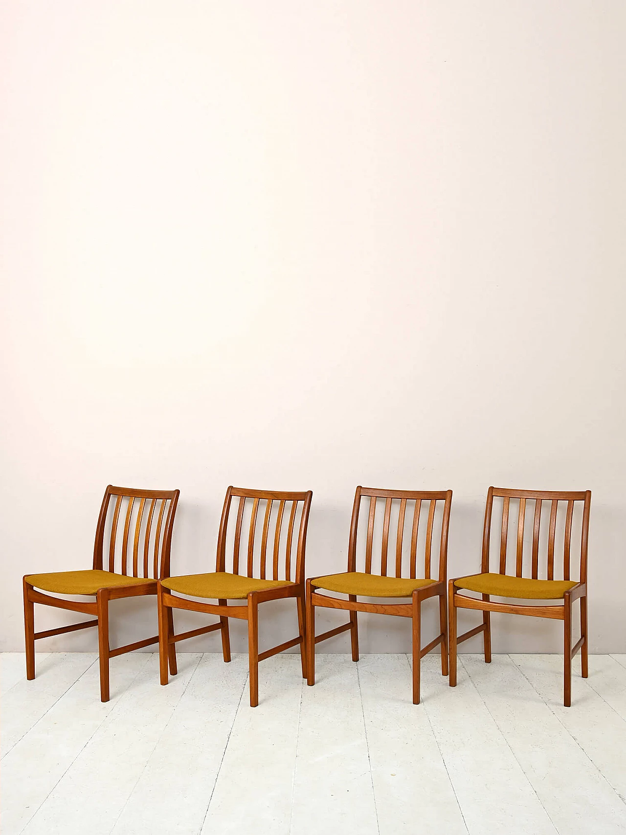 4 Scandinavian teak chairs with upholstered seat, 1960s 3