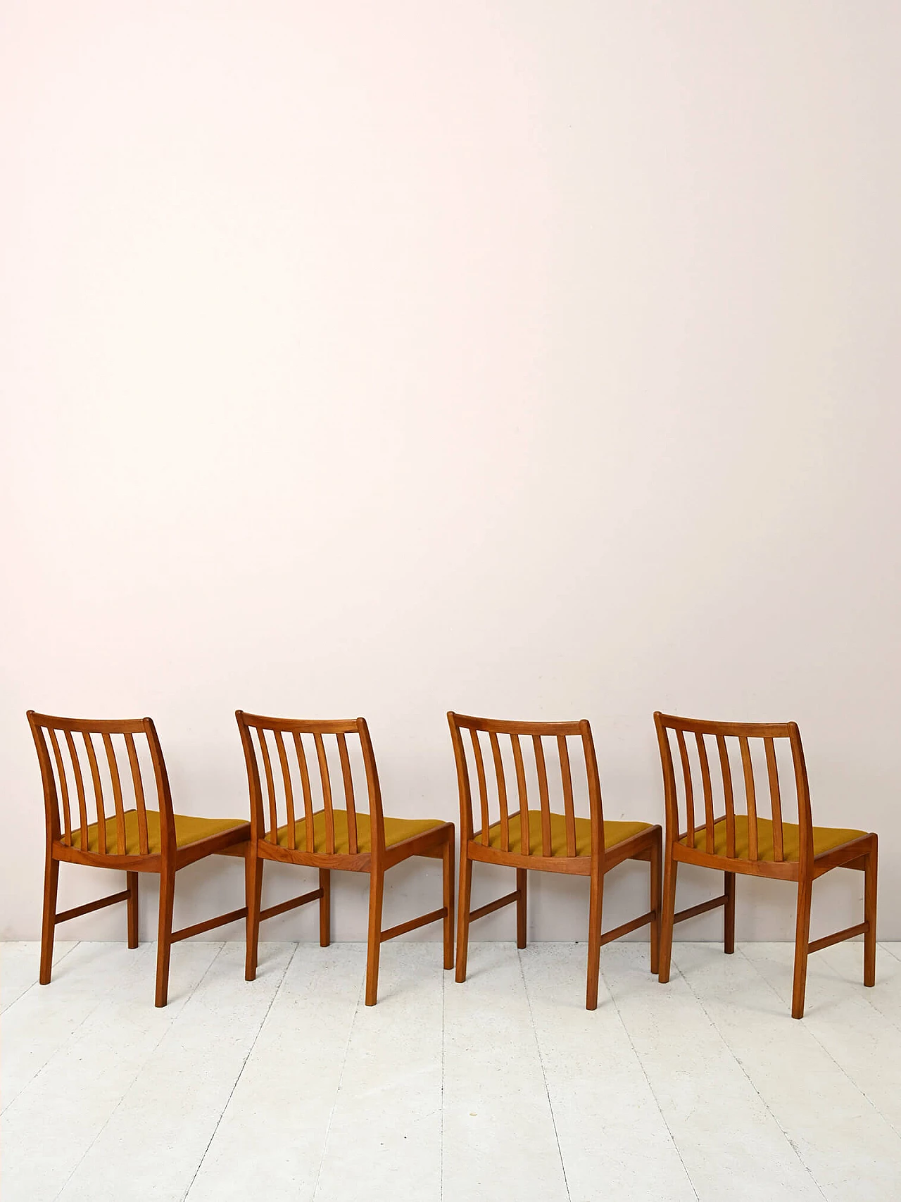 4 Scandinavian teak chairs with upholstered seat, 1960s 6
