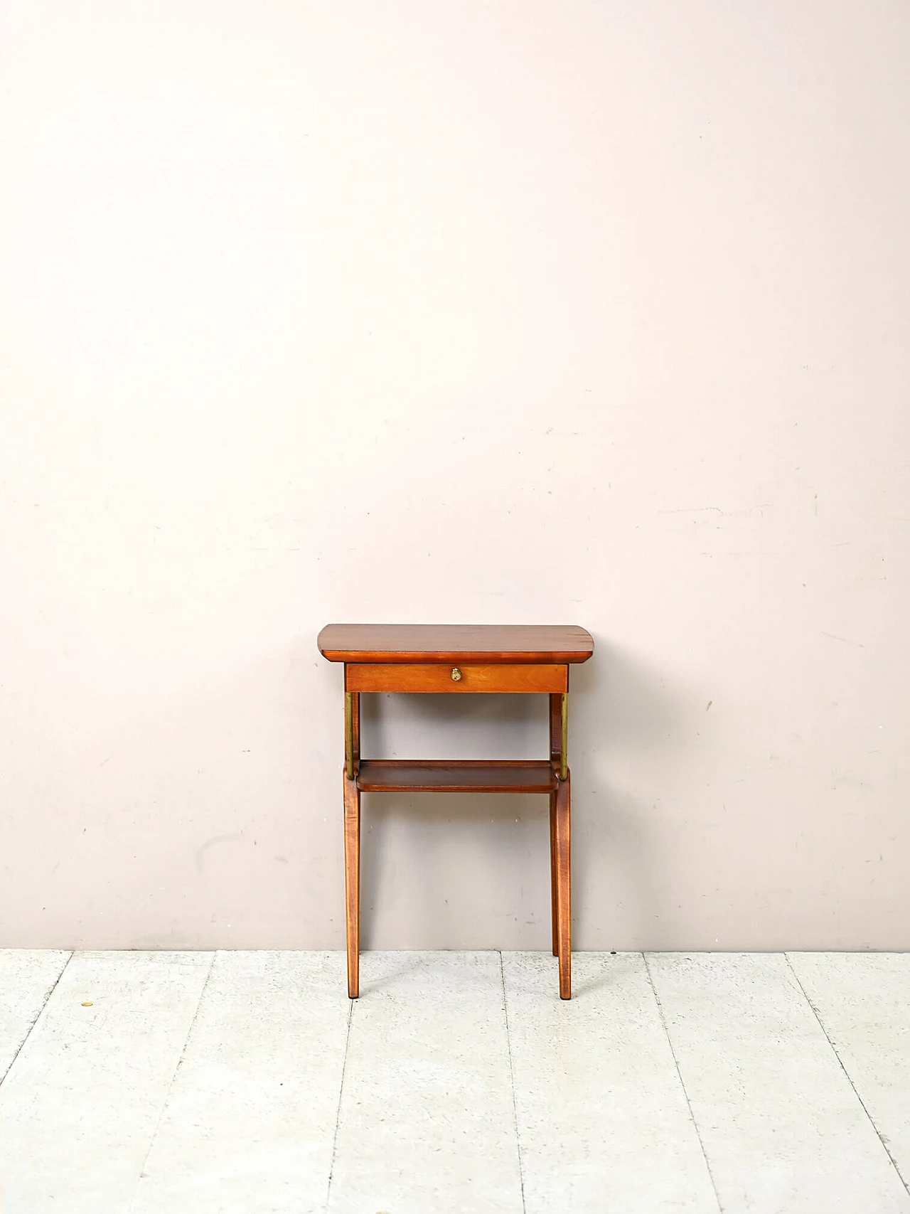 Scandinavian mahogany bedside table with brass details, 1960s 2