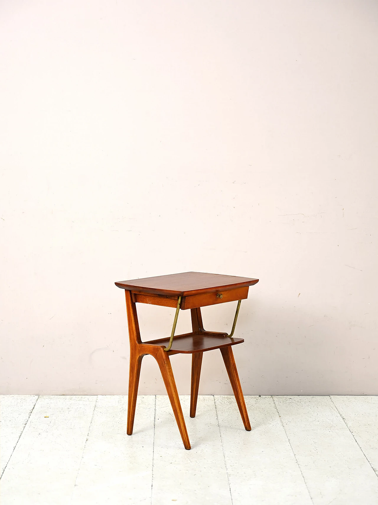 Scandinavian mahogany bedside table with brass details, 1960s 3