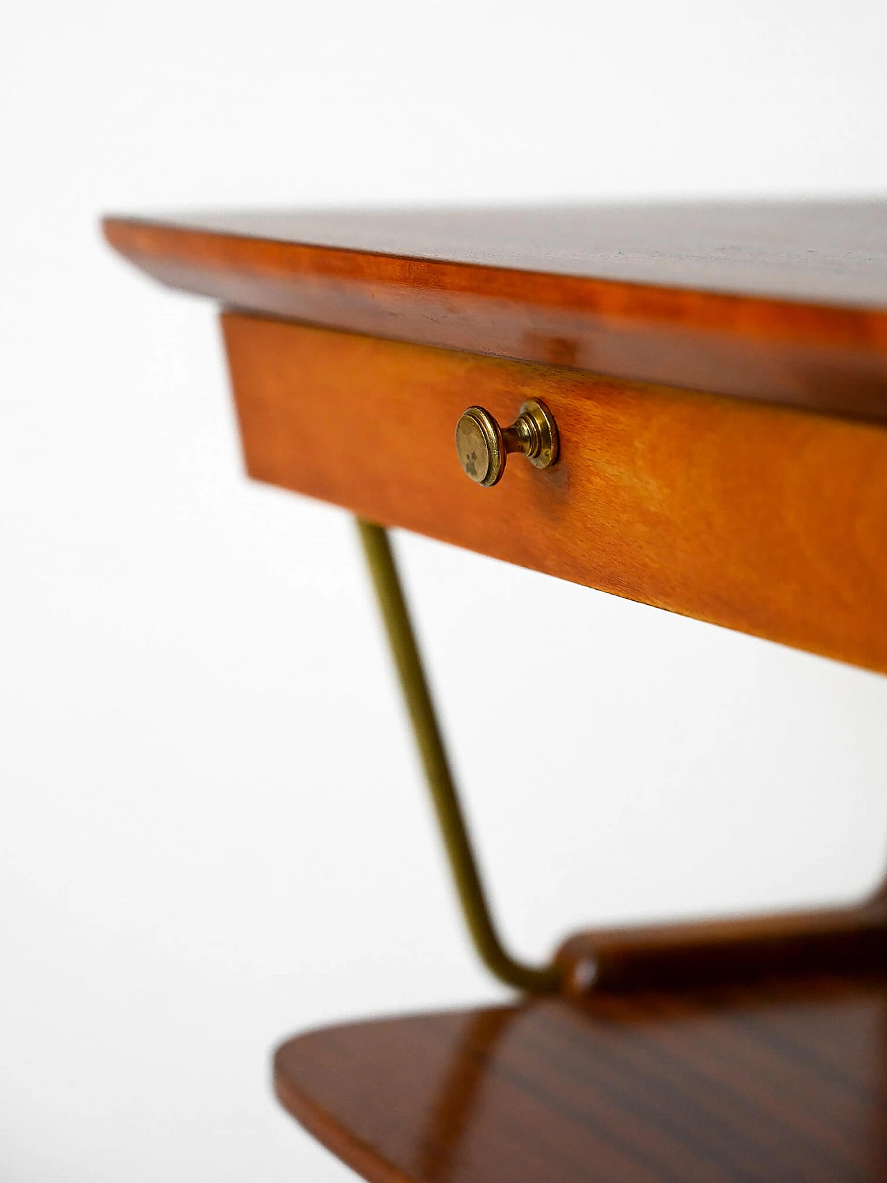 Scandinavian mahogany bedside table with brass details, 1960s 6