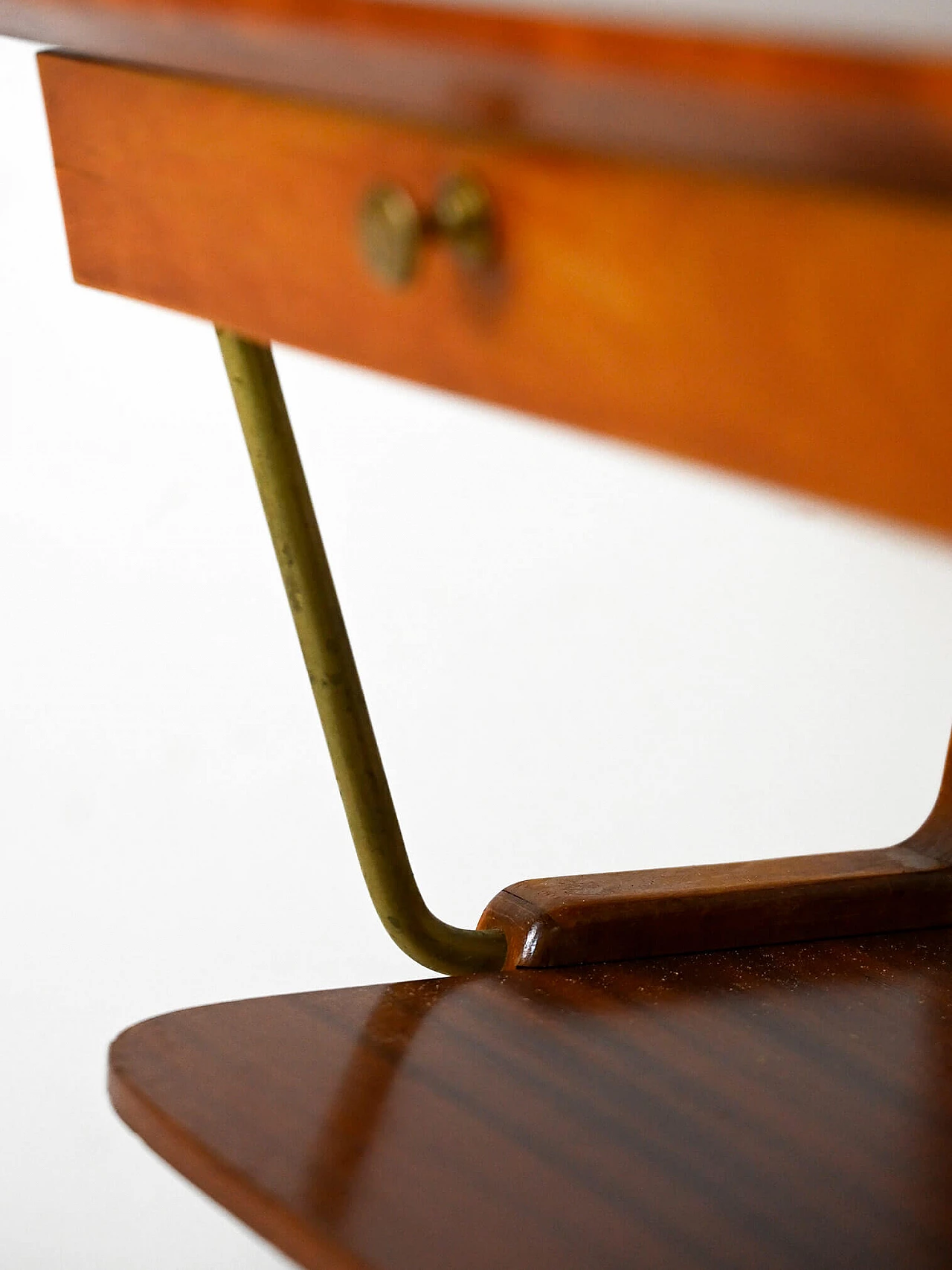 Scandinavian mahogany bedside table with brass details, 1960s 7