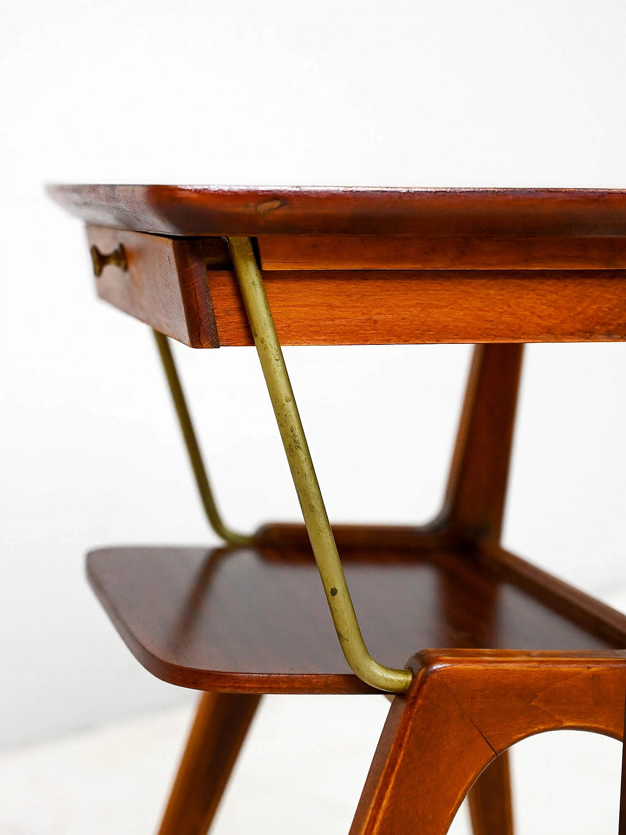 Scandinavian mahogany bedside table with brass details, 1960s 8