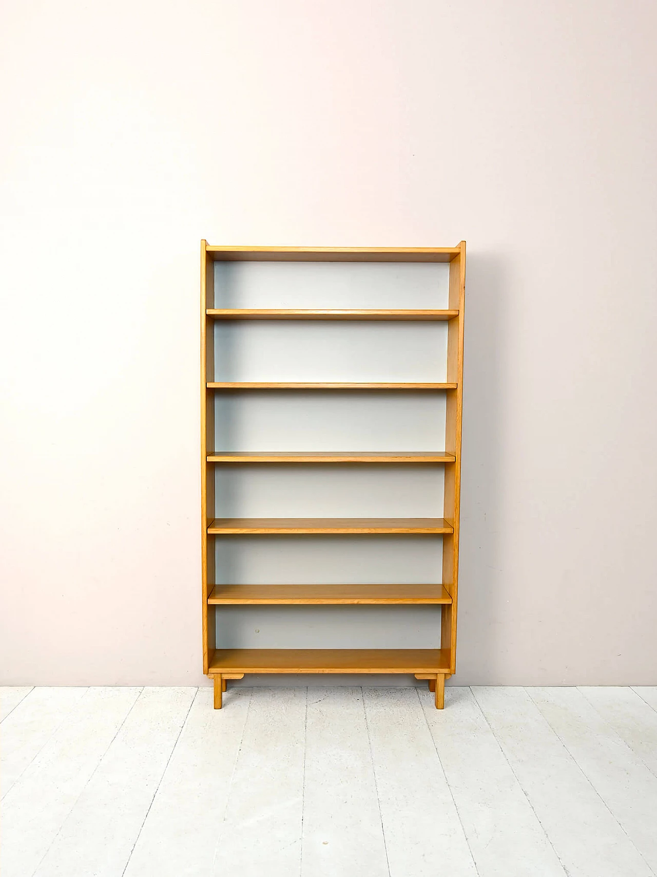 Scandinavian oak bookcase with five shelves, 1960s 2