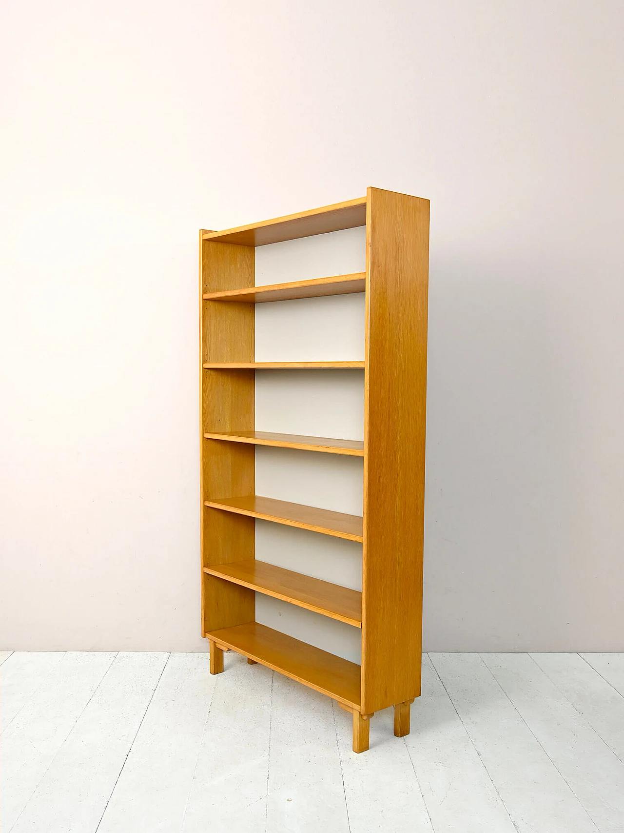 Scandinavian oak bookcase with five shelves, 1960s 4