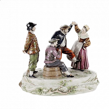 Thuringian porcelain sculpture of dancing figures, mid-19th century