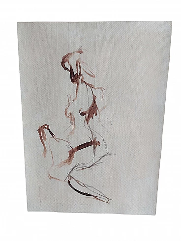 Ernesto Treccani, Nudo, disegno a china su carta, 1970