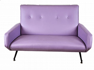 Two-seater lilac skai and iron sofa, 1950s