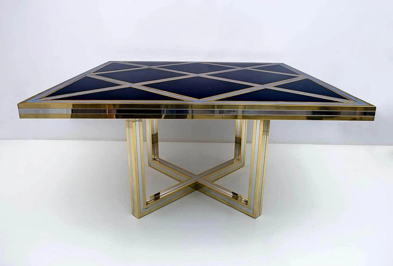 Black glass, brass and chrome table by Romeo Rega for Metalarte, 1970s 3