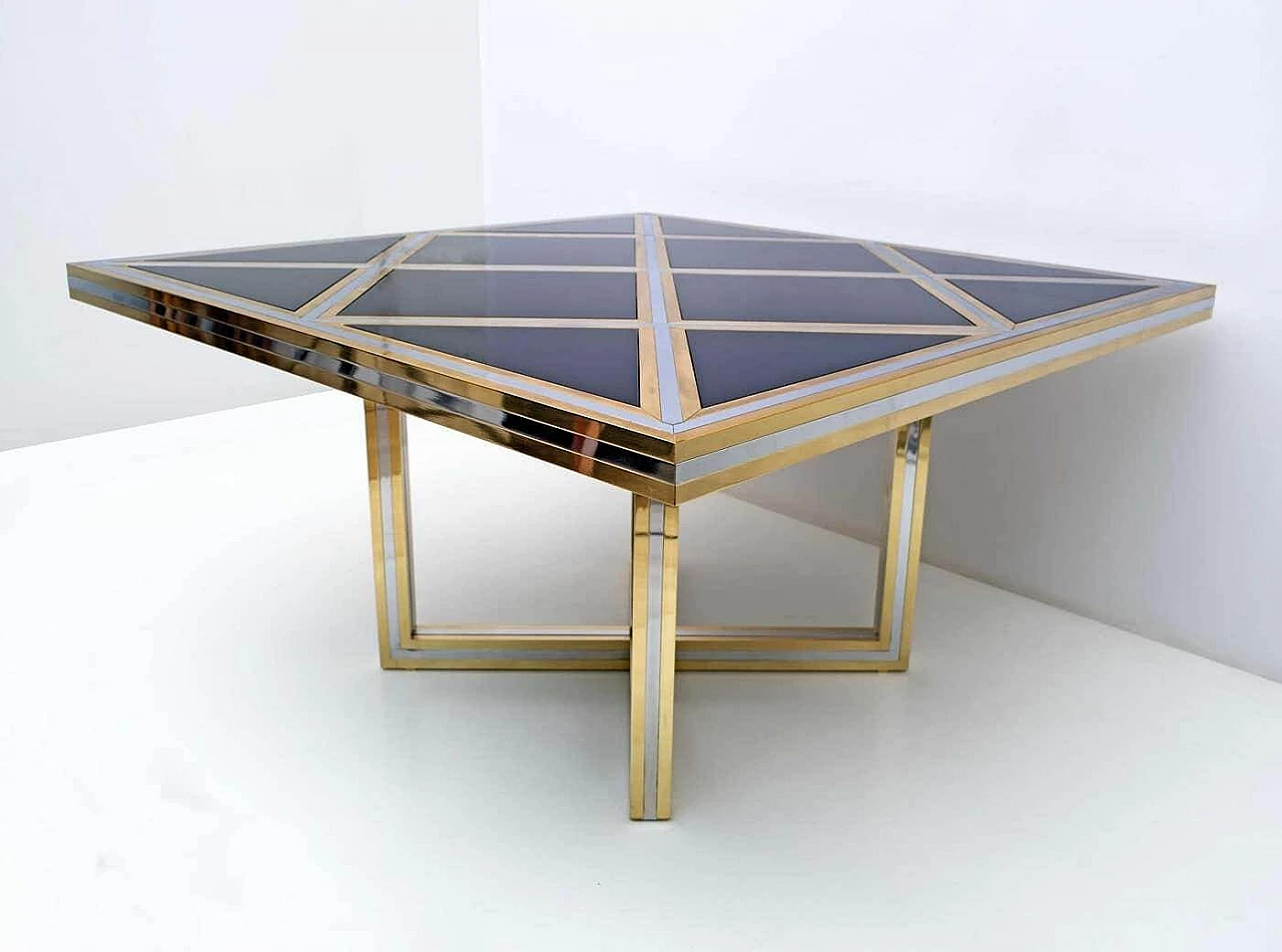 Black glass, brass and chrome table by Romeo Rega for Metalarte, 1970s 4