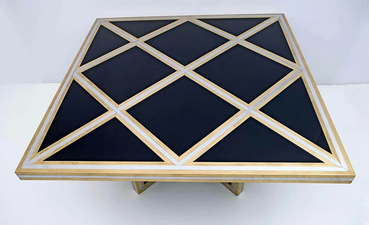 Black glass, brass and chrome table by Romeo Rega for Metalarte, 1970s 6