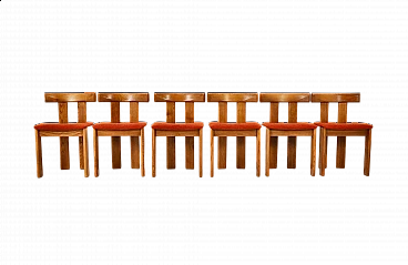 6 Sedie in legno e tessuto di Luigi Vaghi per Former, anni '60