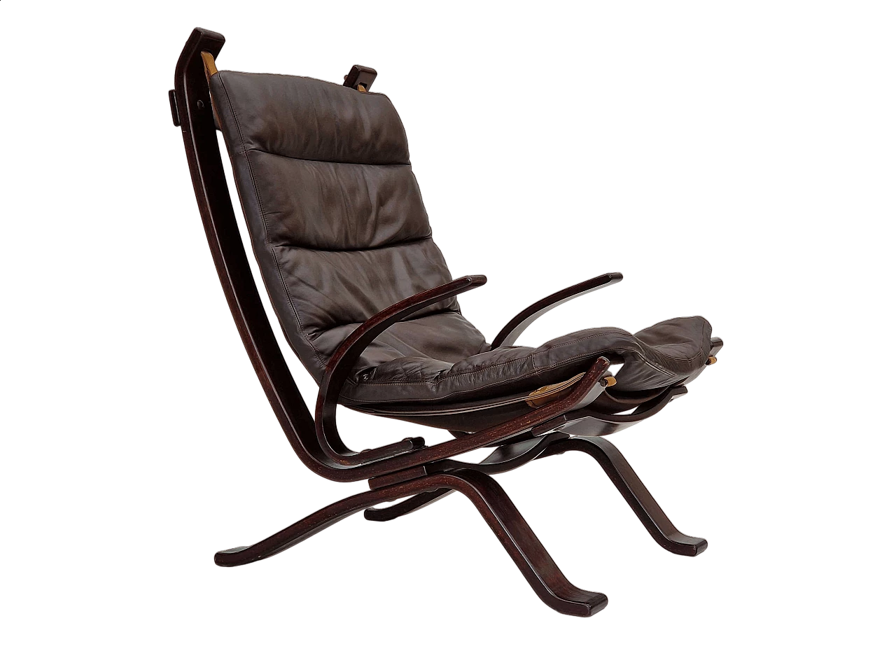 Poltrona Focus in faggio curvato e pelle di Brammin Møbler, anni '70 18