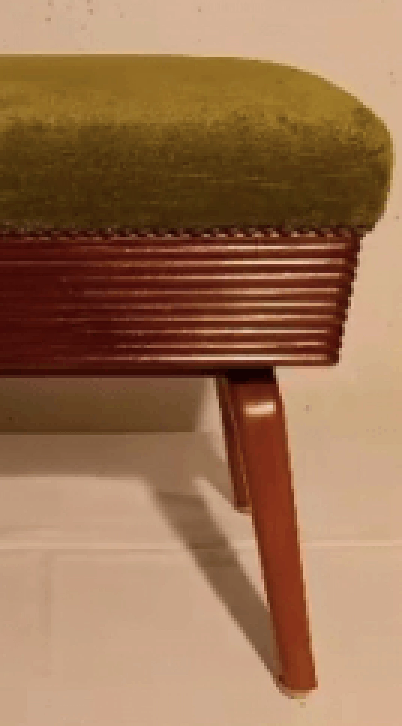 Walnut footstool with green velvet seat by Osvaldo Borsani, 1940s 3