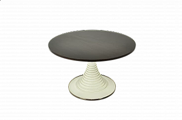 Tavolo rotondo in legno bicolore di Carlo De Carli per Sormani, anni '60