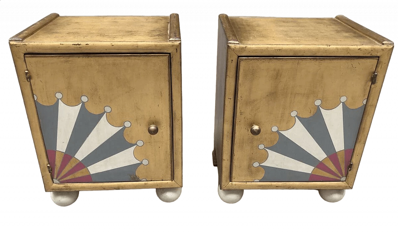 Coppia di comodini Futuristi in legno, anni '40 4