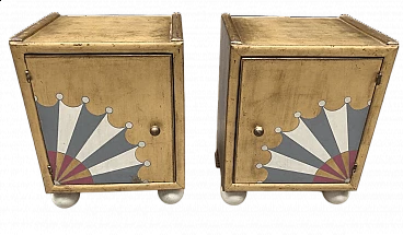Coppia di comodini Futuristi in legno, anni '40