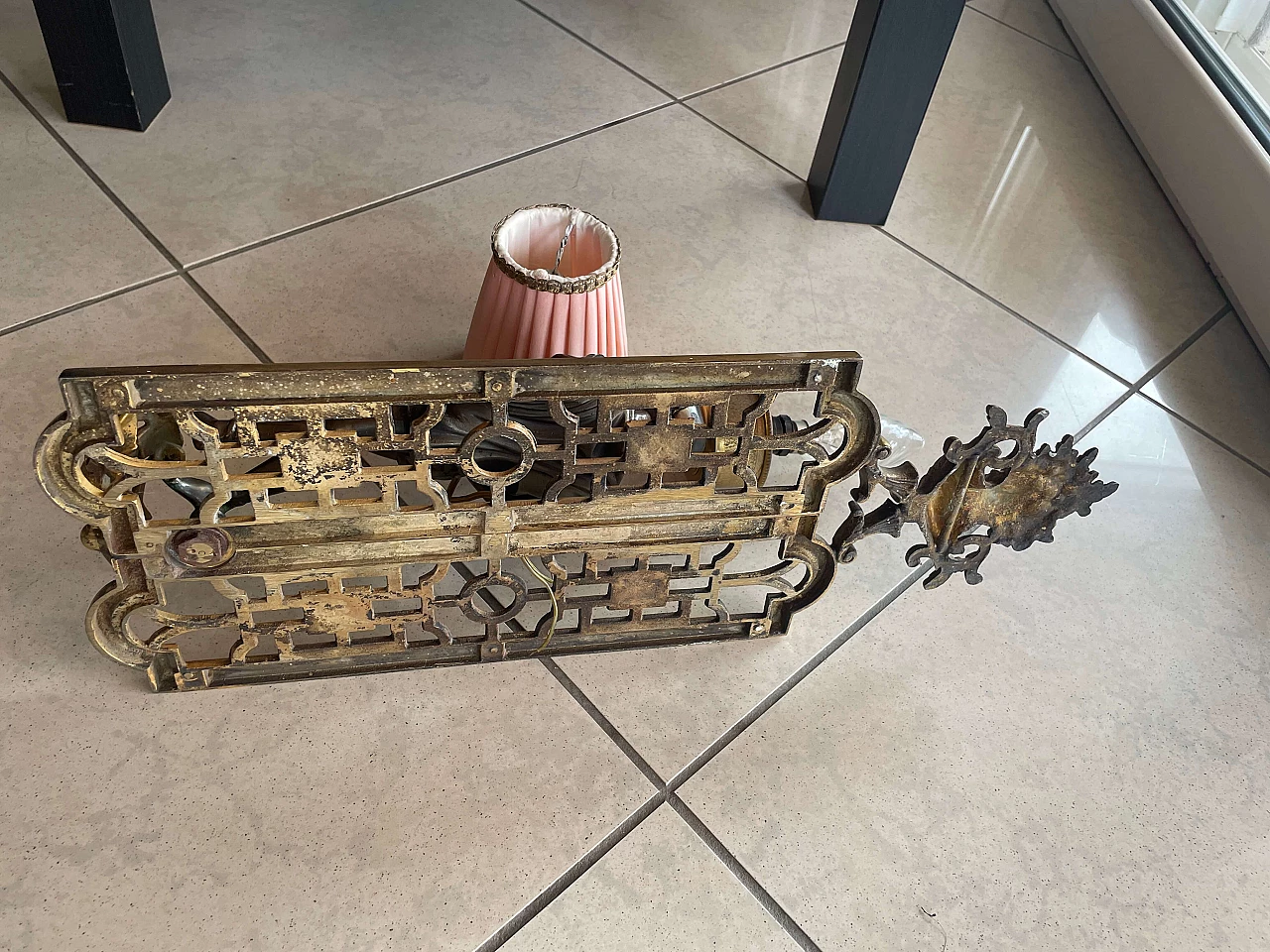 Empire-style wall sconce with bronze and brass statue, 1960s 6