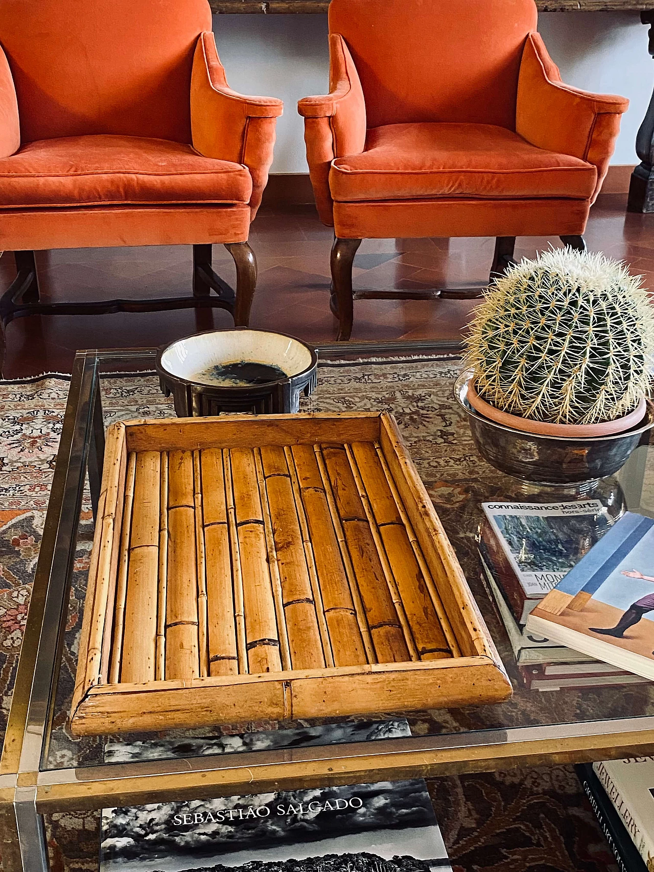 Rectangular bamboo tray, 1970s 4