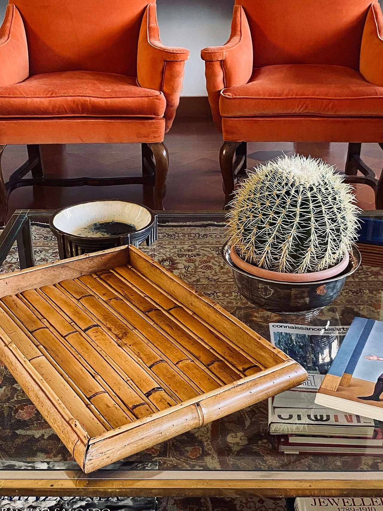Rectangular bamboo tray, 1970s 5