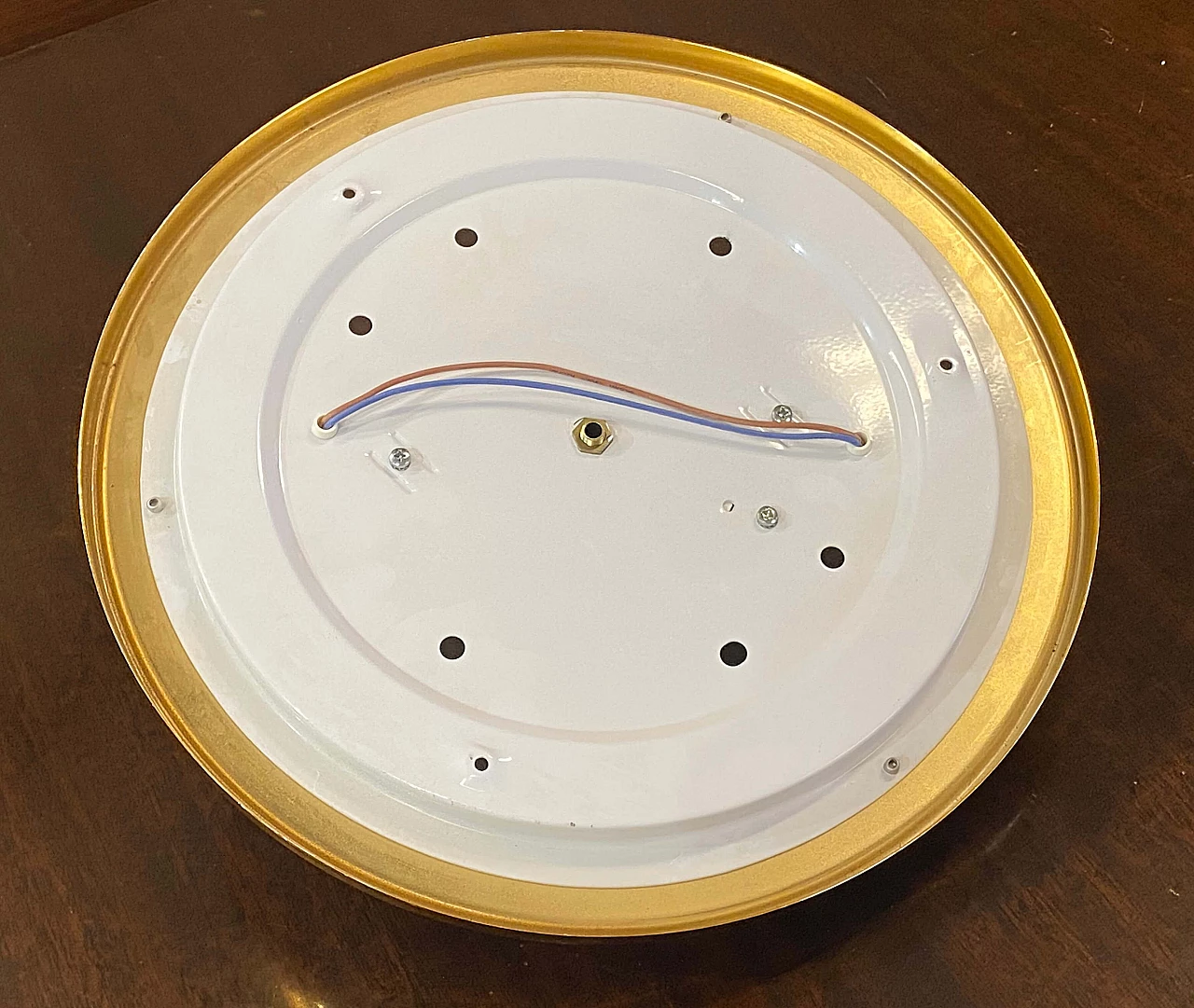 3 Plafoniere in ottone e vetro satinato, anni '80 6