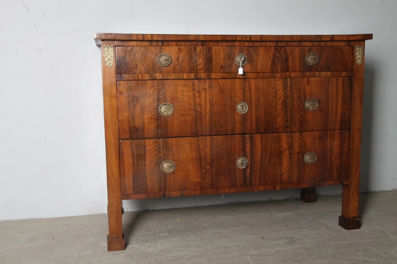 Empire solid poplar and walnut commode, early 19th century 1