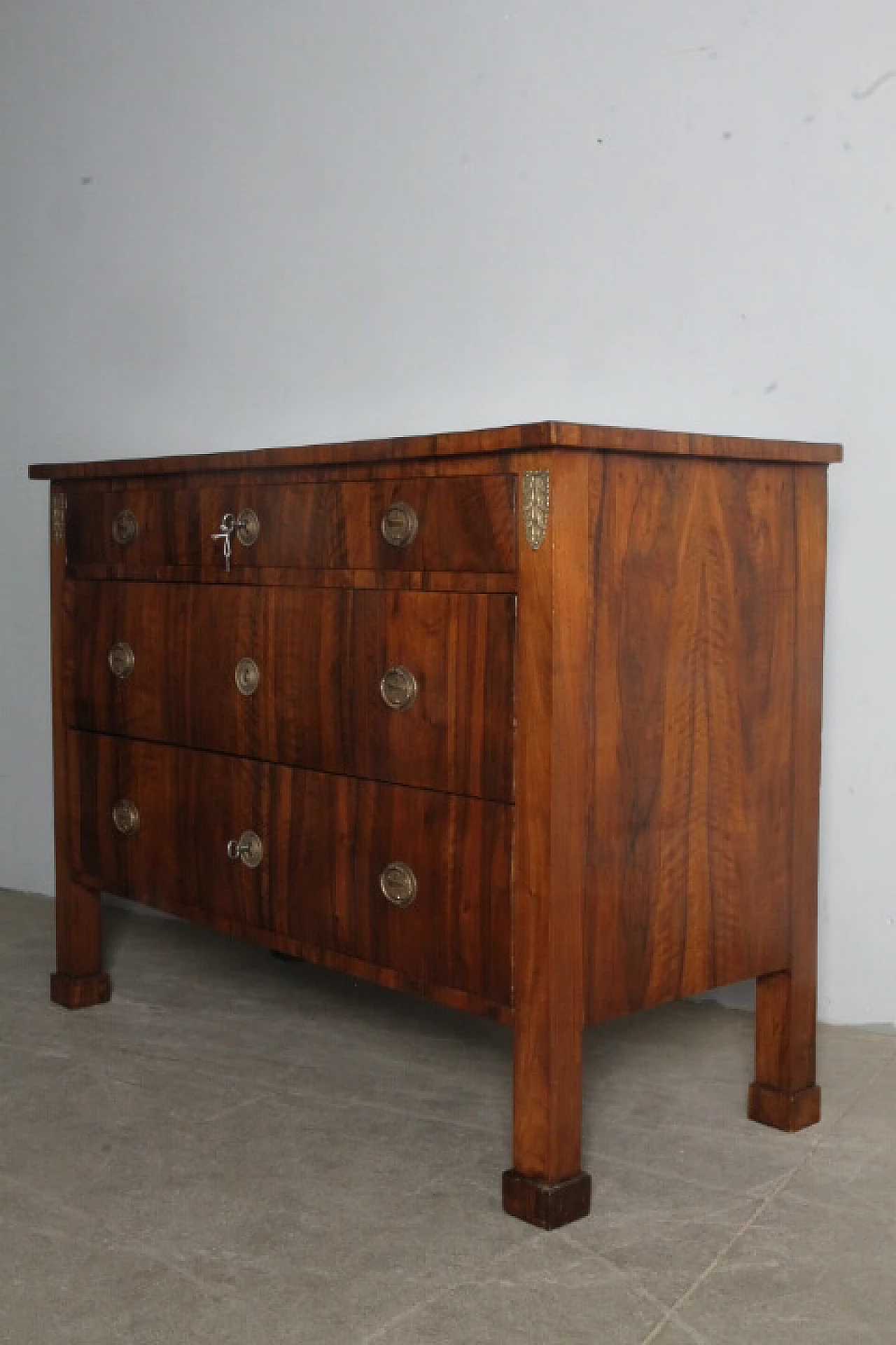 Empire solid poplar and walnut commode, early 19th century 8