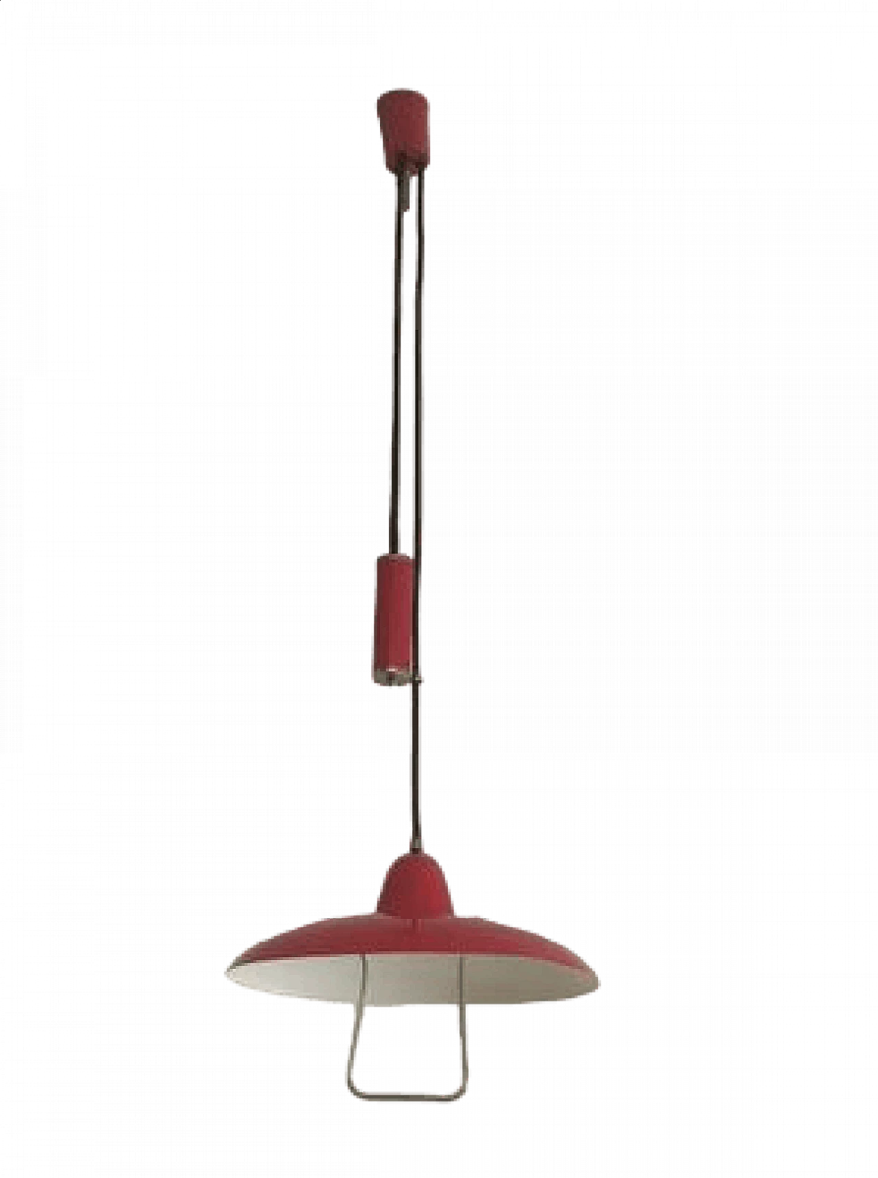 Red metal lamp attributed to Angelo Lelli for Arredoluce, 1950s 7