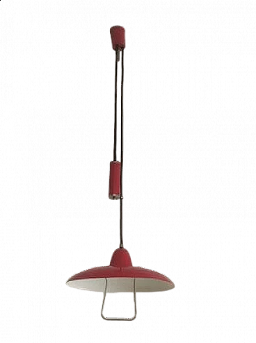 Red metal lamp attributed to Angelo Lelli for Arredoluce, 1950s