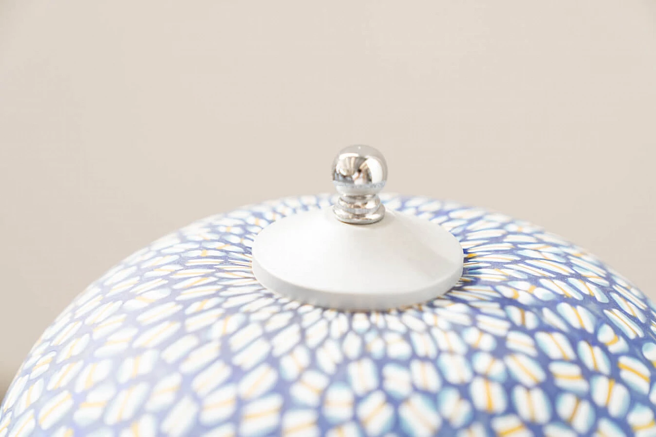 Glasses, bowls and table lamp in hand-painted Murano glass, 90s 1383417