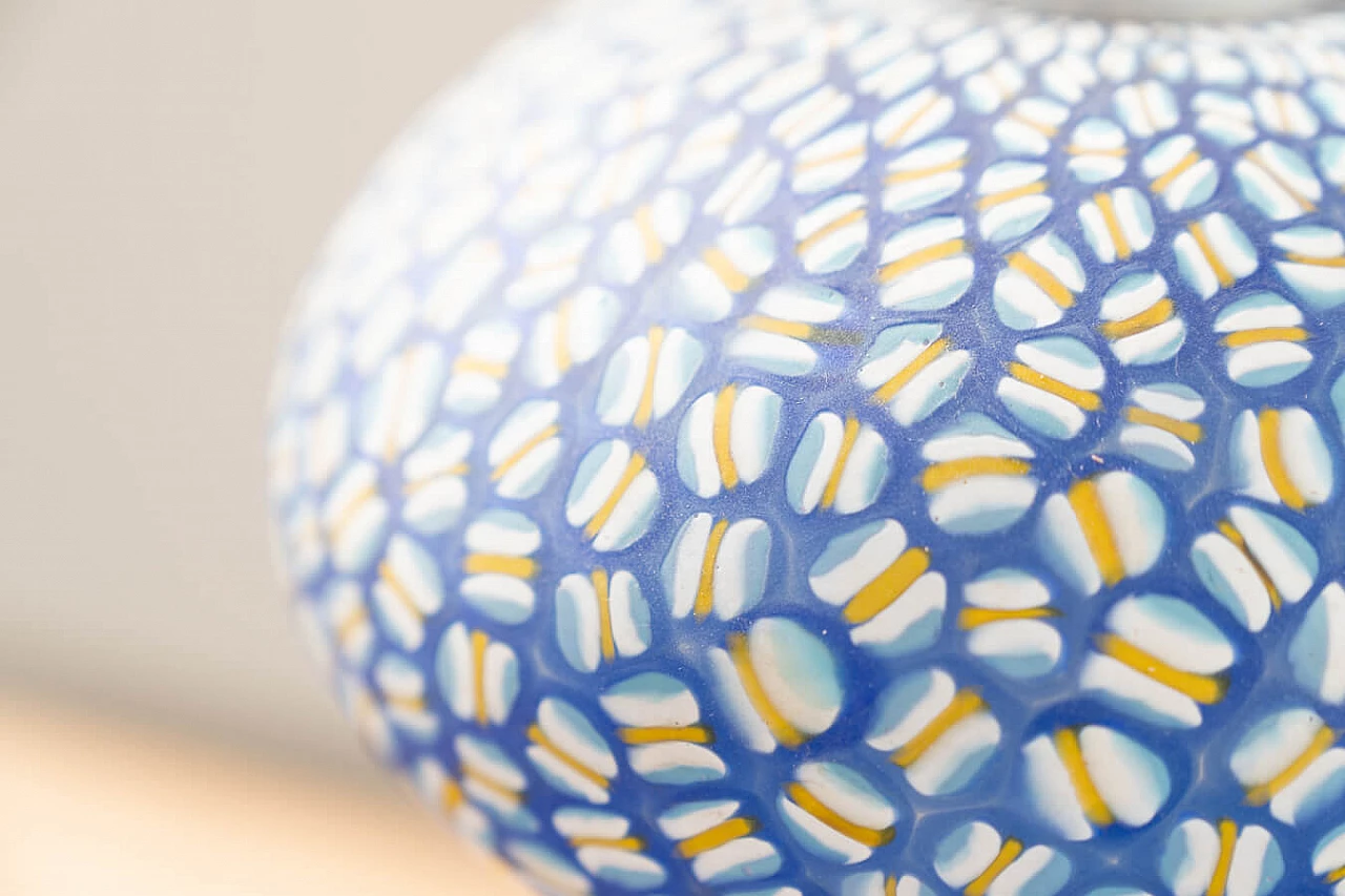 Glasses, bowls and table lamp in hand-painted Murano glass, 90s 1383418