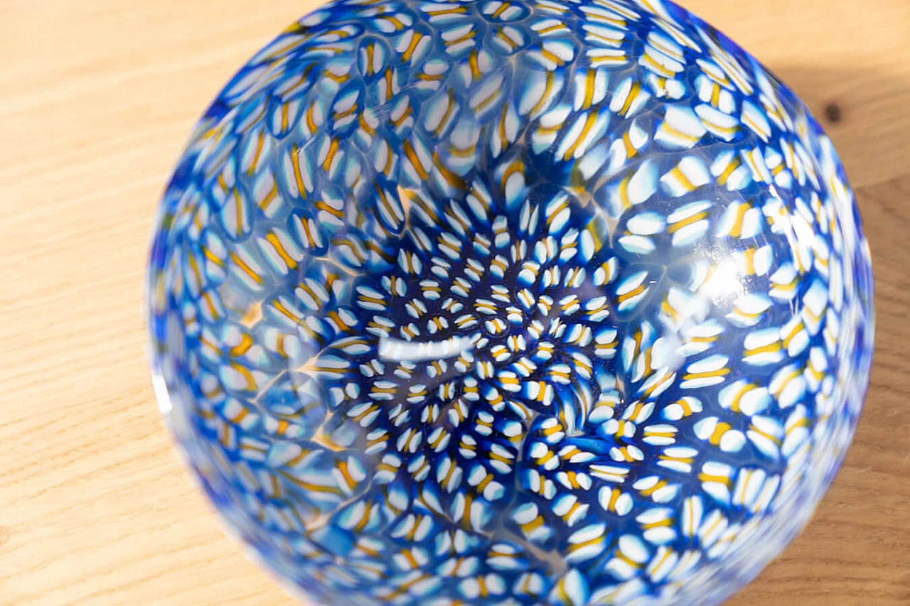 Glasses, bowls and table lamp in hand-painted Murano glass, 90s 1383420