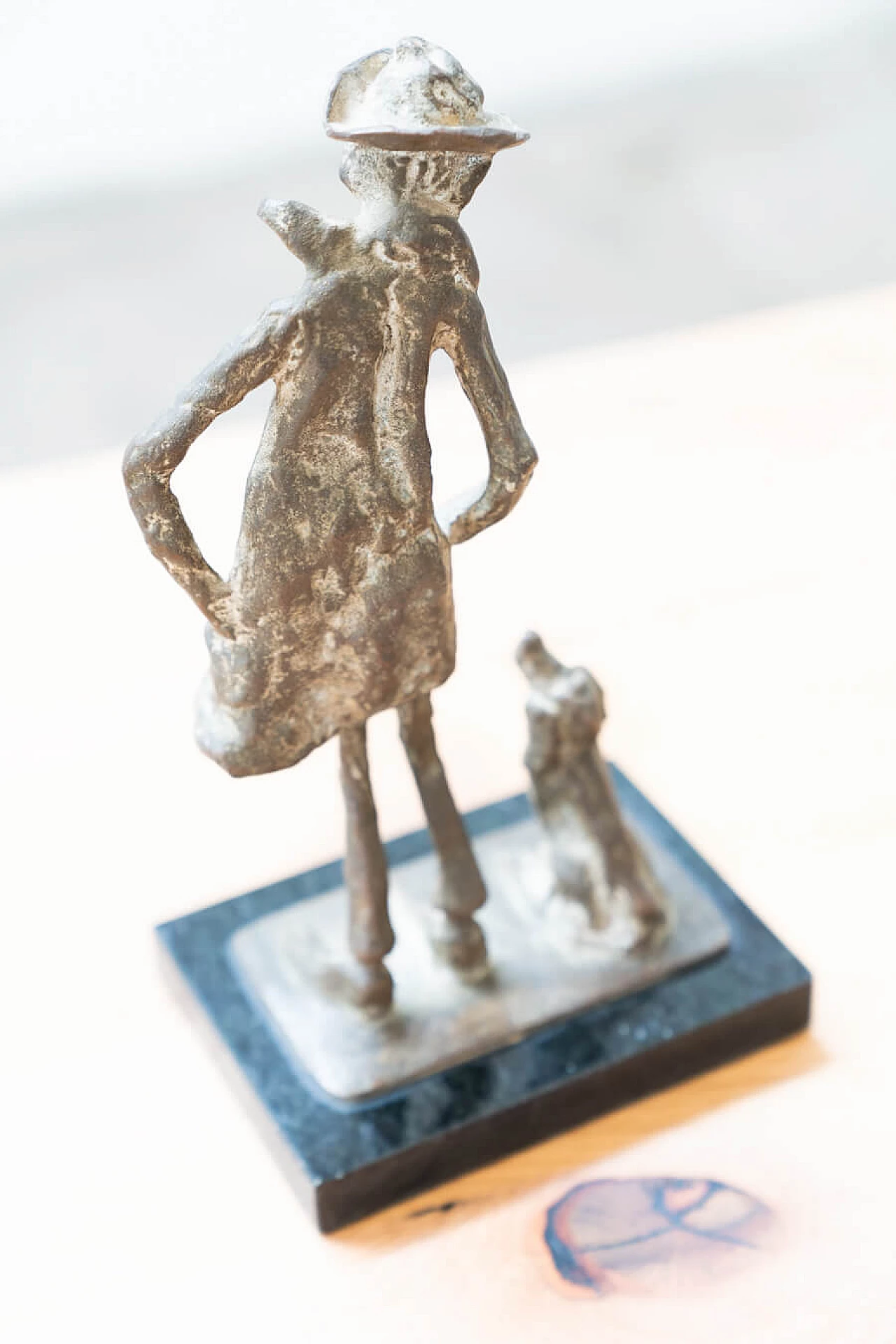 Bronze sculpture with dog and marble base by Sella Casia, 1970s 6