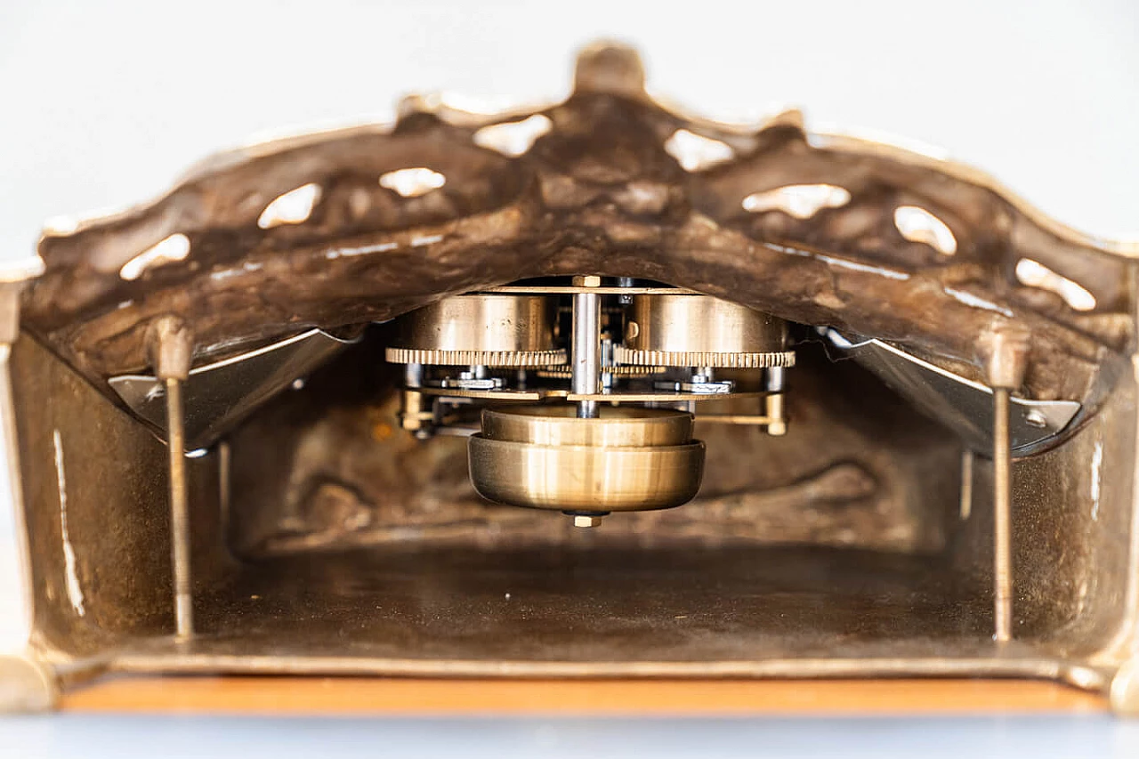 Brass and ceramic triptych with clock and candelabra by Lancini, 1970s 33