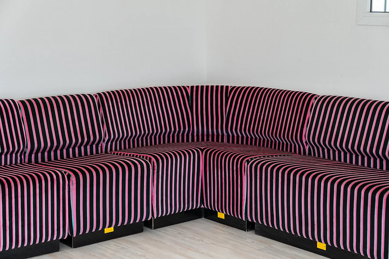 Striped fabric and plastic sofa with 13 modules by Cestari, 1990s 61