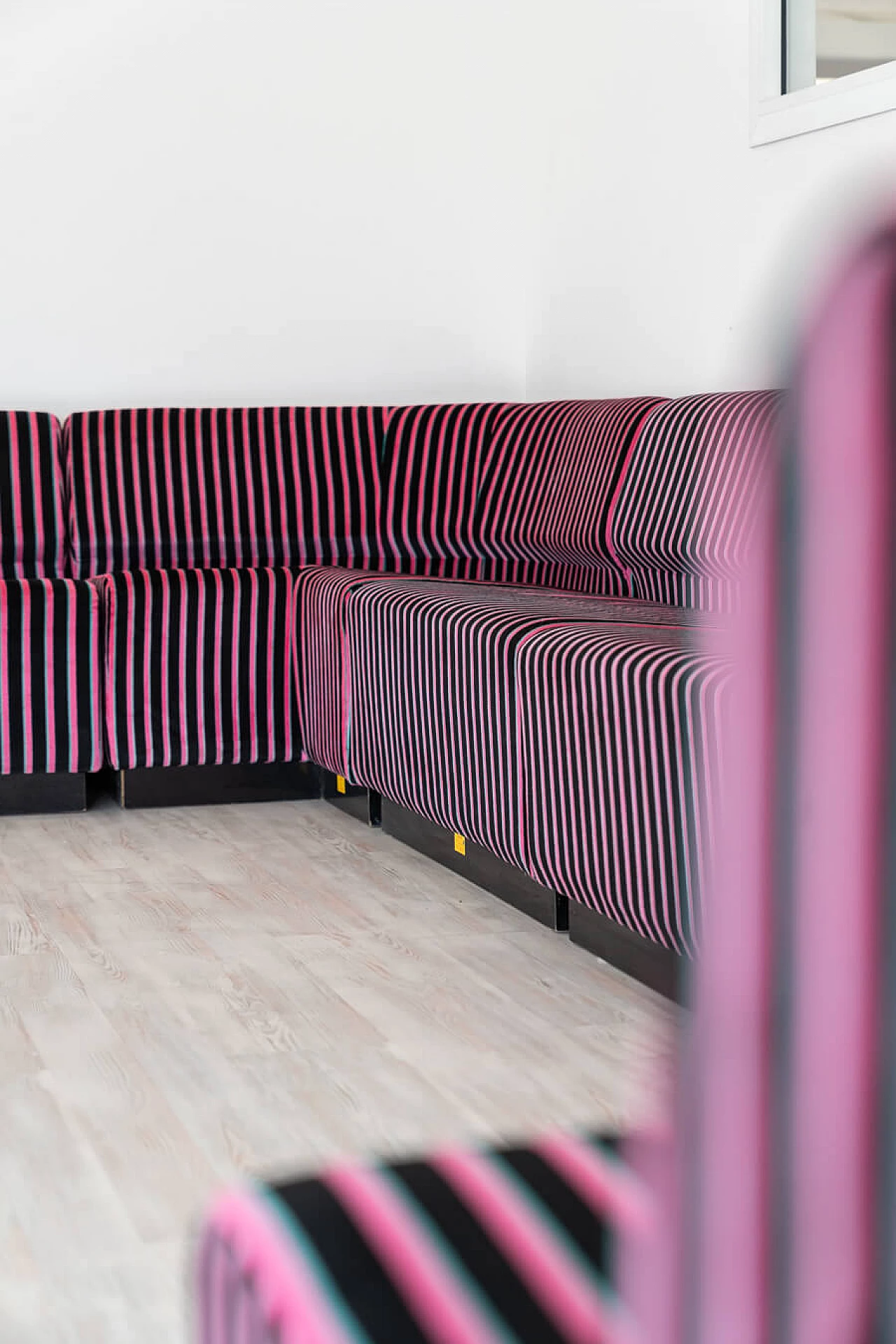 Striped fabric and plastic sofa with 13 modules by Cestari, 1990s 63