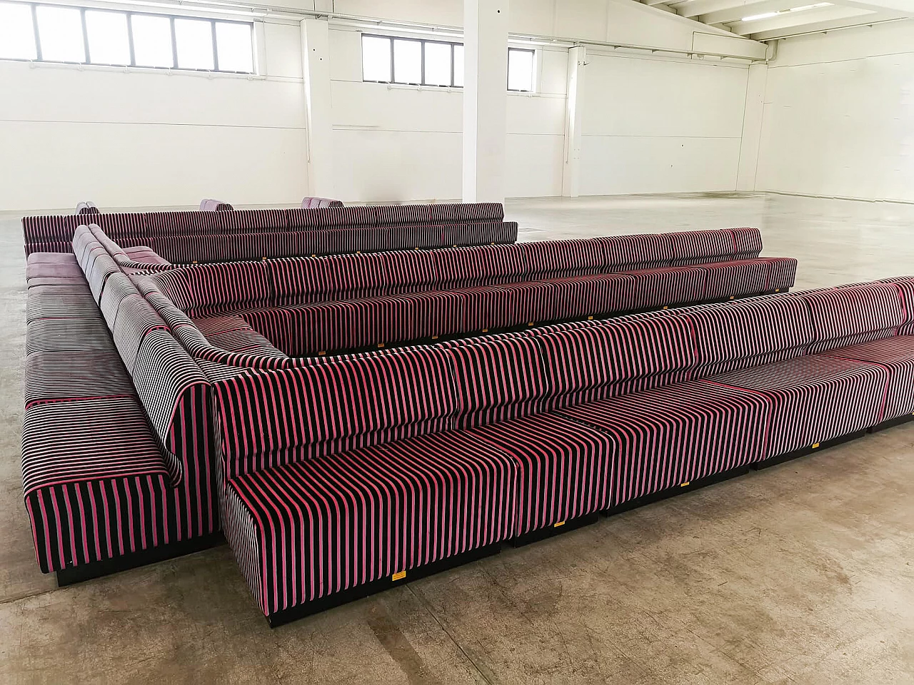 Striped fabric and plastic sofa with 13 modules by Cestari, 1990s 67