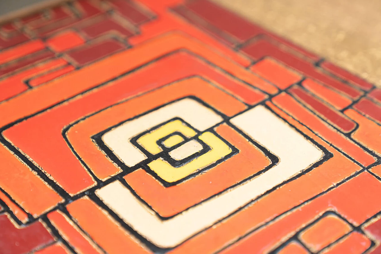 Tavolino in afrormosia, resina e craquelé dorato, anni '50 1372209