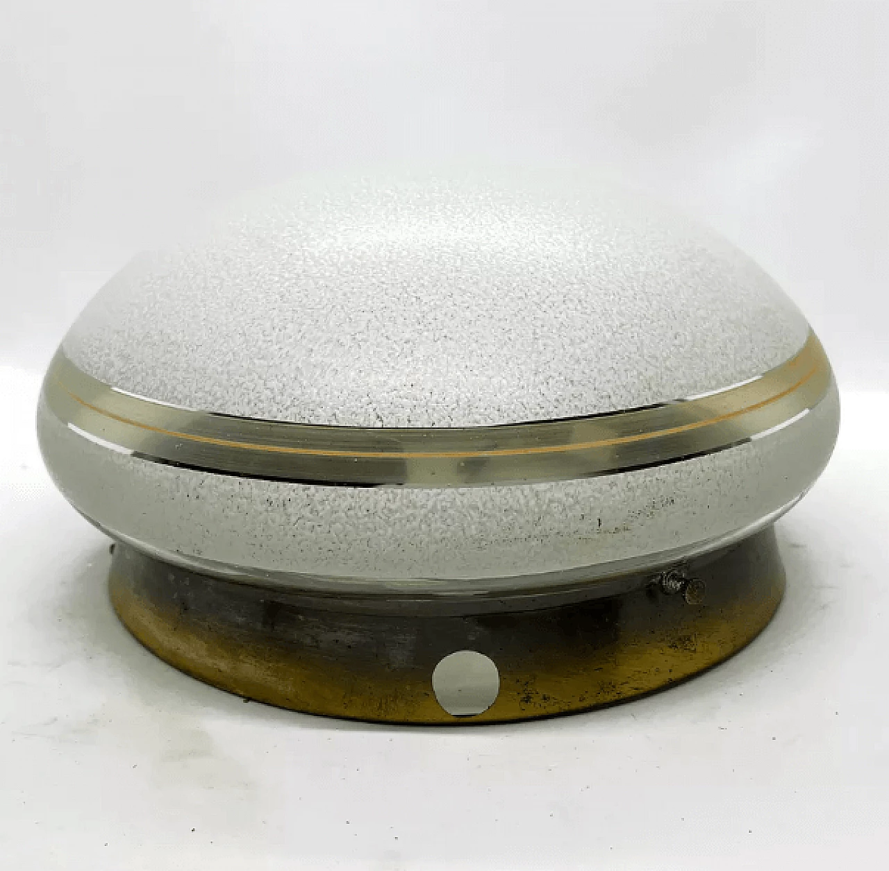 Plafoniera in vetro soffiato dipinto e ottone patinato di Meissen, anni '40 7