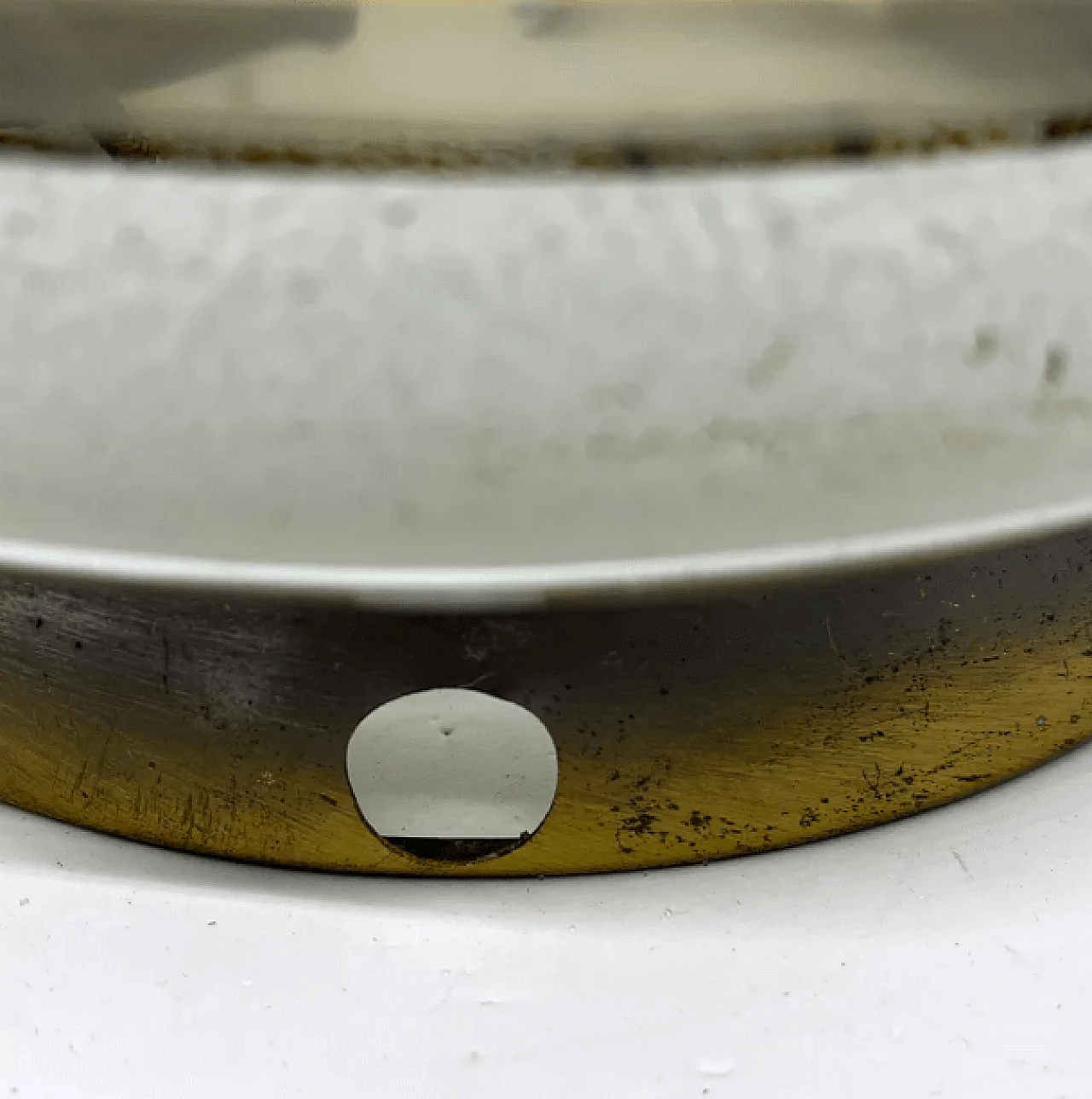 Plafoniera in vetro soffiato dipinto e ottone patinato di Meissen, anni '40 8