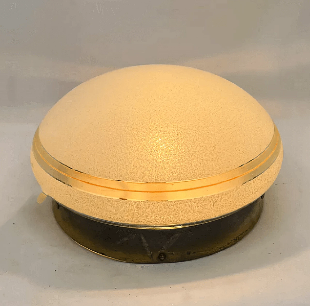 Plafoniera in vetro soffiato dipinto e ottone patinato di Meissen, anni '40 9