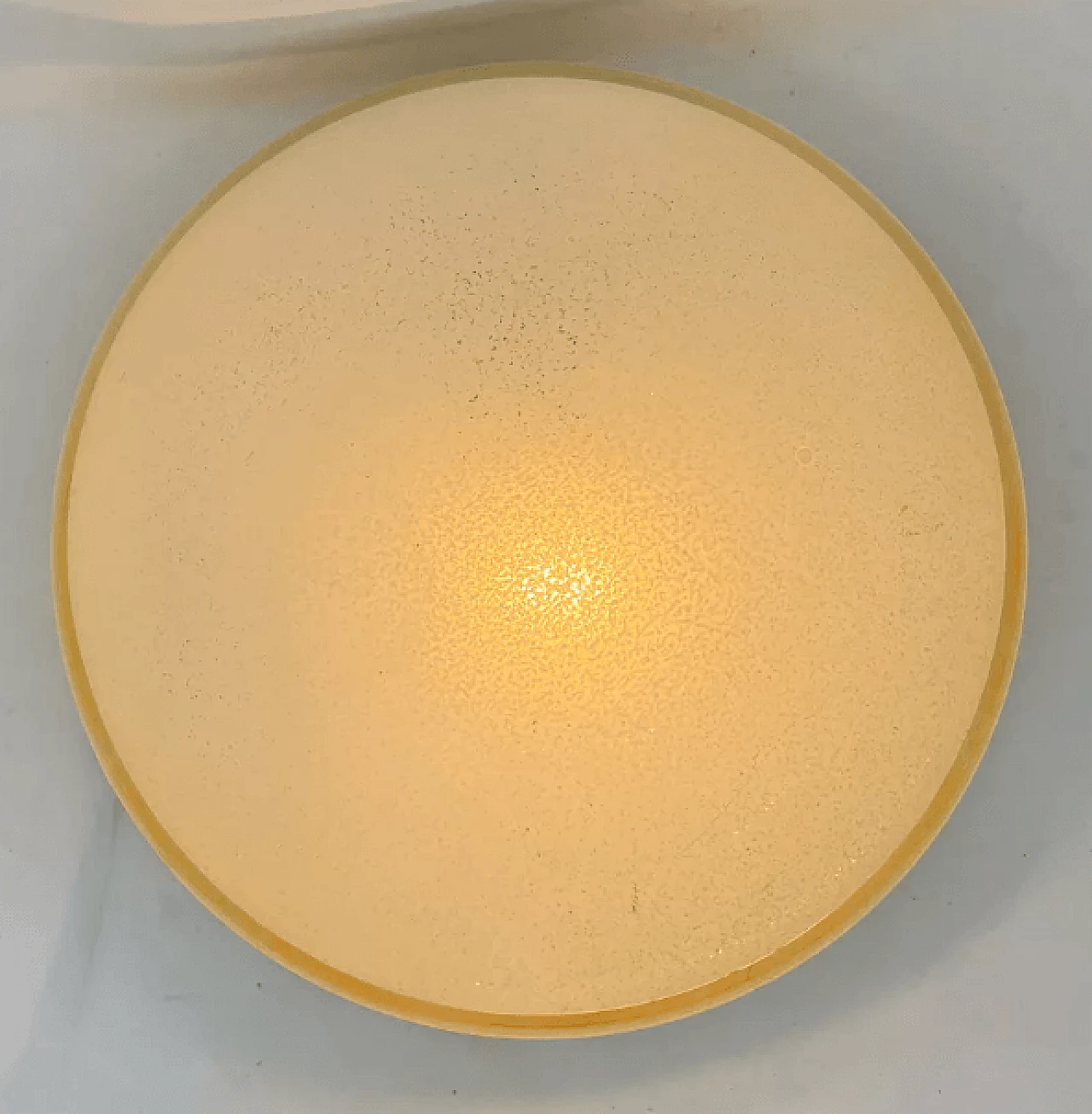 Plafoniera in vetro soffiato dipinto e ottone patinato di Meissen, anni '40 10