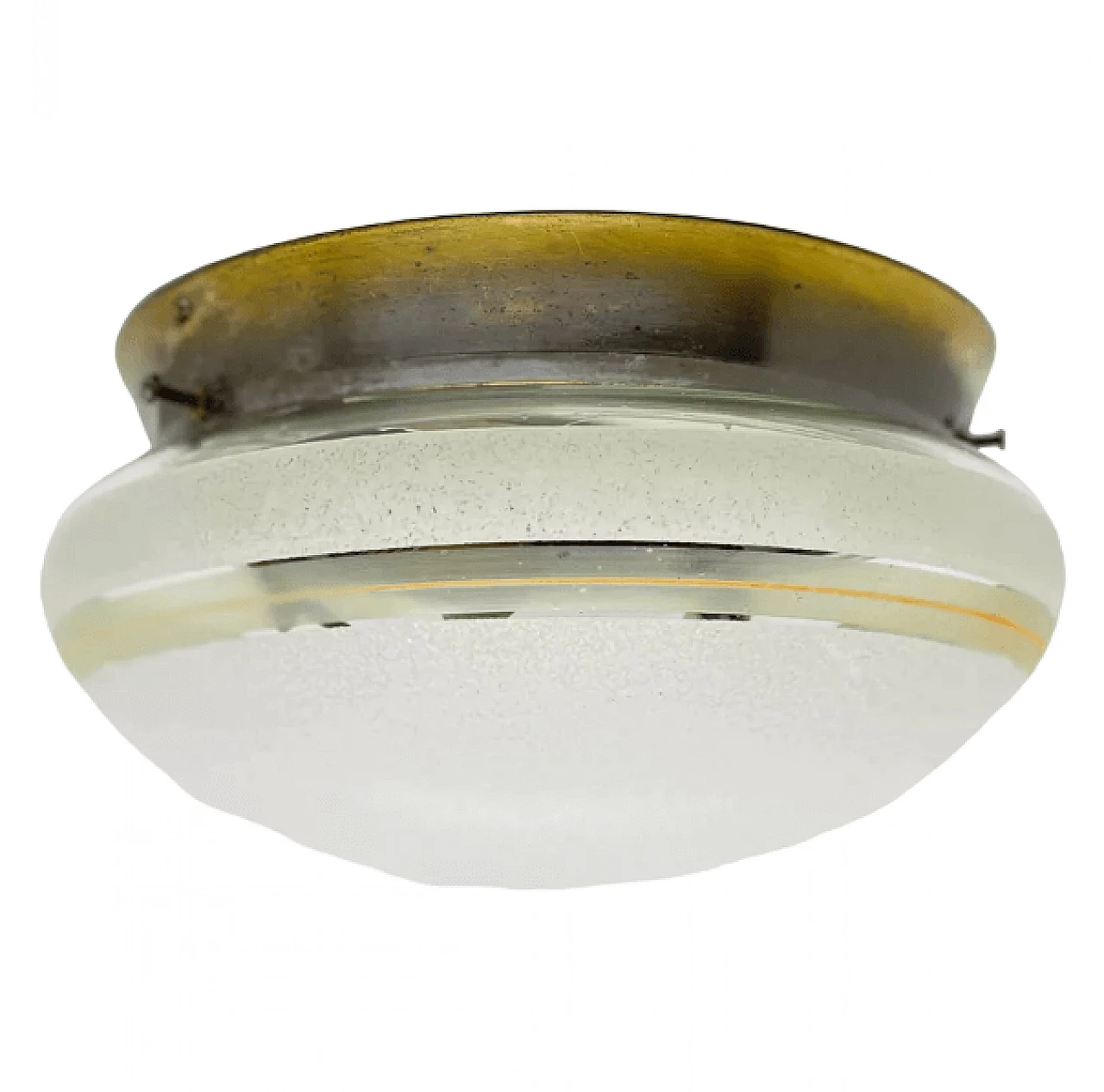 Plafoniera in vetro soffiato dipinto e ottone patinato di Meissen, anni '40 12